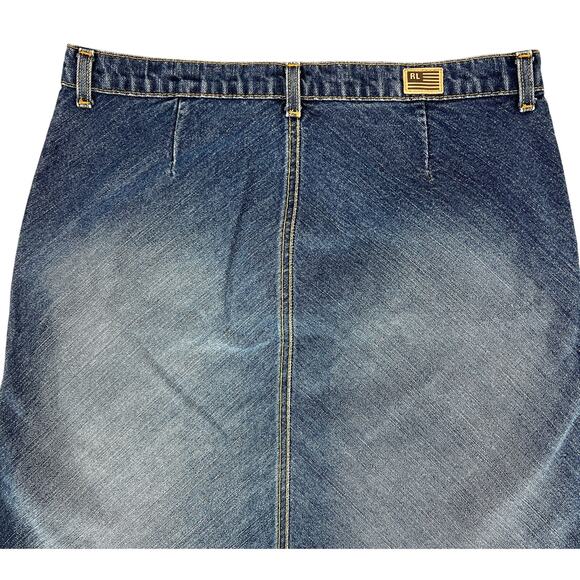 Y2K Polo Ralph Lauren Denim Maxi Jean Skirt 10 Grunge Modest Western Prairie VTG - Picture 7 of 12